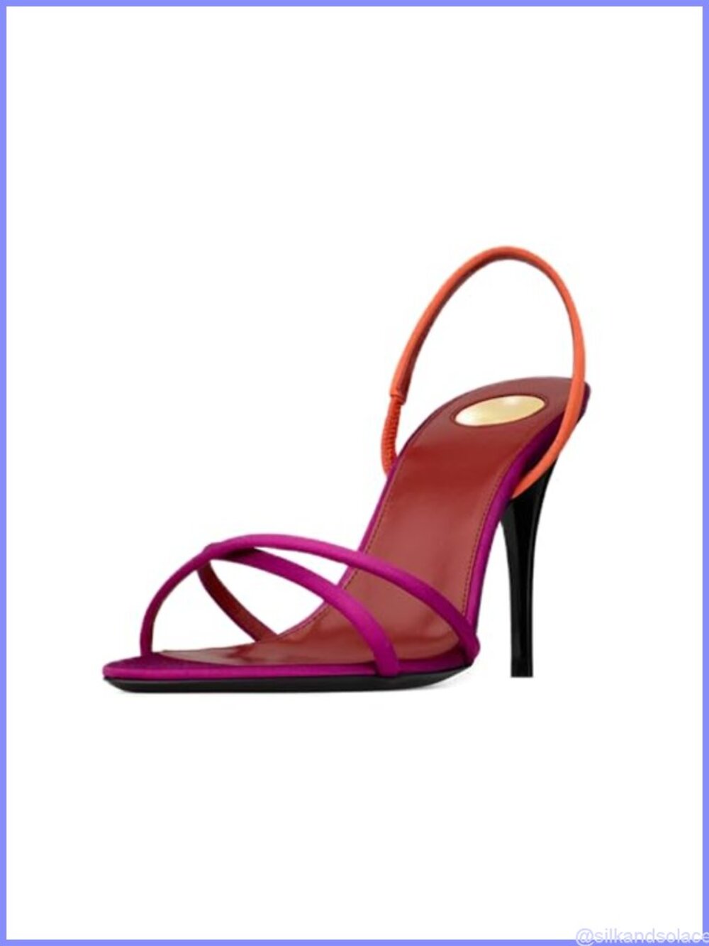 Satin Slingback Stiletto Heeled Sandals Pointed Toe Crisscross Women Dressy